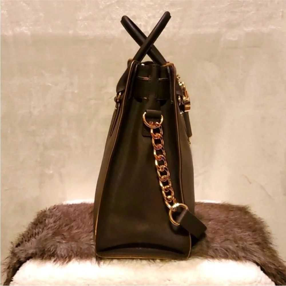 NWT MK BROWN Large Brown Bag w/Gold Trim and Chain Strap-Hamilton Speccio - Picture 11 of 11